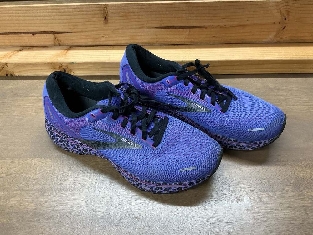 Brooks Ghost 14 Run Wild Limited Edition Purple Leopard Print Running Shoes
